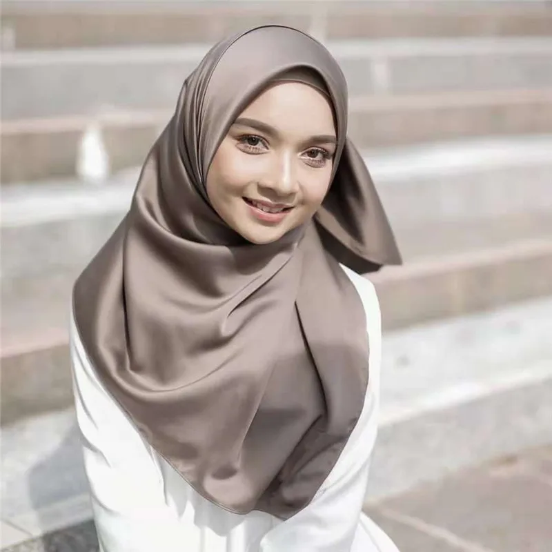 Шелковый мусульманский шарф-хиджаб, готовый носить шаль на голову, сатиновые шарфы для женщин musulman hijabs