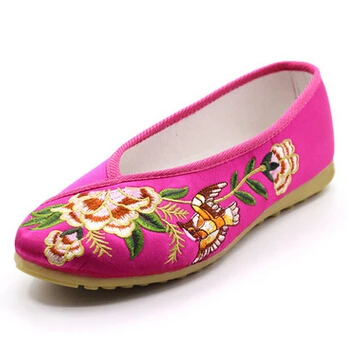 

Old peking chinese embroidery flats shoes for women PR1825 cow muscle soles soft comfortable ladies female flat heel shoe spring