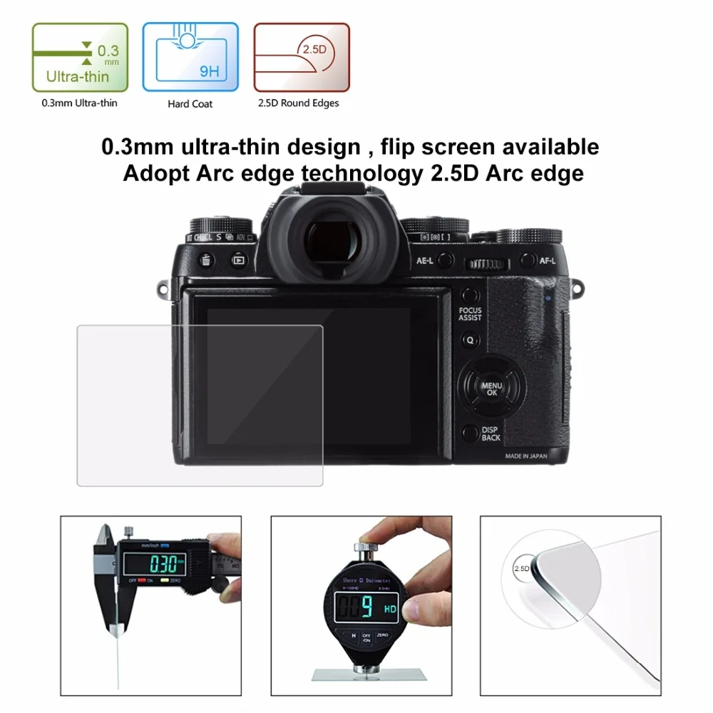 Puluz ЖК-дисплей гвардии Плёнки для Fuji Плёнки x-t1/T2 Камера 2.5D 0.3 мм изогнутые края 9 H твердость поверхности закаленное Стекло ЖК-дисплей Экран