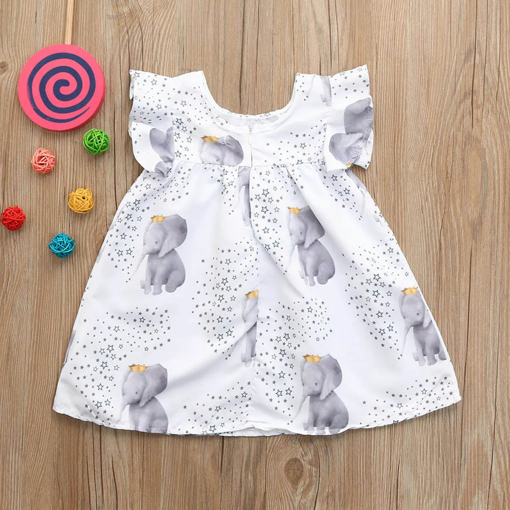 NEW Toddler Infant Baby Girls Dress Stars Elephant Print Dresses