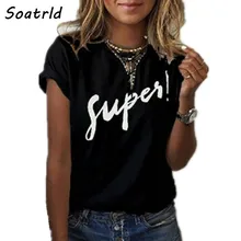 Camiseta super estampada feminina, gola redonda, manga curta para verão