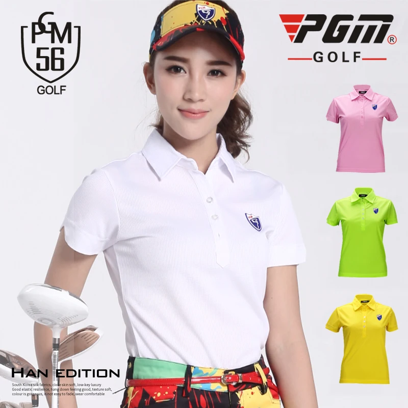 

Special! PGM Golf Shirt Summer Short Sleeves Polo T-shirt Six Color Sportswear Golf Tennise Female Dry Fit Trainning Shirts 2019