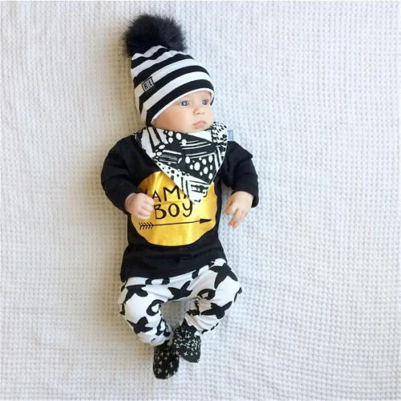 

2017 Baby Boy Clothes Long Sleeve T-shirt Tops+Pants 2pcs Sport Suit New born infant Baby Boys Clothing Set