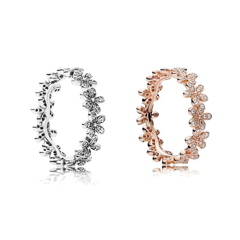 

High-Quality Authentic Daisy Meadow Stackable Ring for Women 100% Real 925 Sterling Silver Jewelry Finger Wedding Ring Fashion