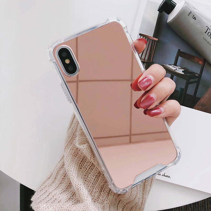  Luxury Mirror case For iphone XS Max XR Cover silicone soft TPU shockproof case for iPhone 6 6s 8 7 plus X coque women makeup (4)