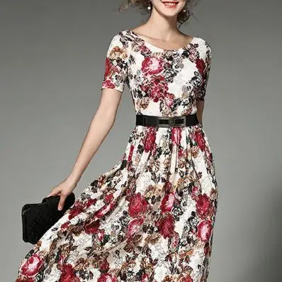 2019 Office printed Lace dresses women Lolita short sleeve Long vestidos female boho style plus size Vestidos de Renda E395 2019 Office printed Lace dresses women Lolita short sleeve Long vestidos female boho style plus size Vestidos de Renda E395
