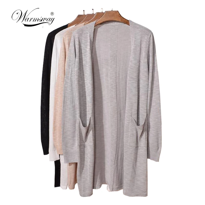 High Quality Knitted Womens Cardigans long Sleeve 2018 Linen Summer Cardigan Single Breasted Casual Cardigan Femme WS-111