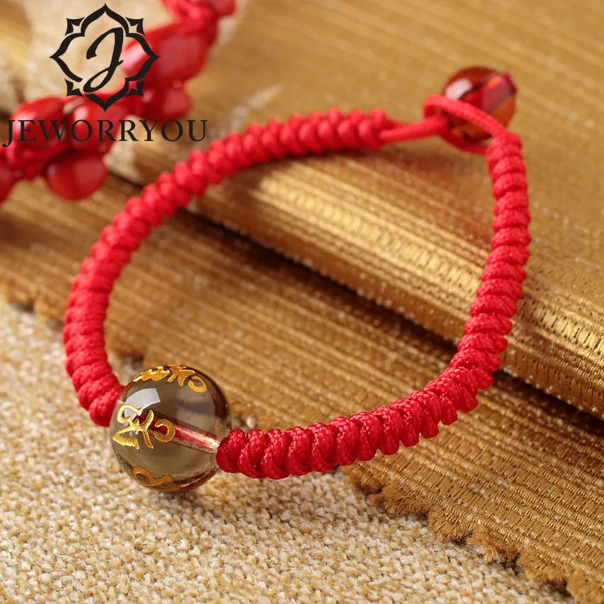Lucky Red String Bracelet Femme Red Thread Amulet Buddha Crystal