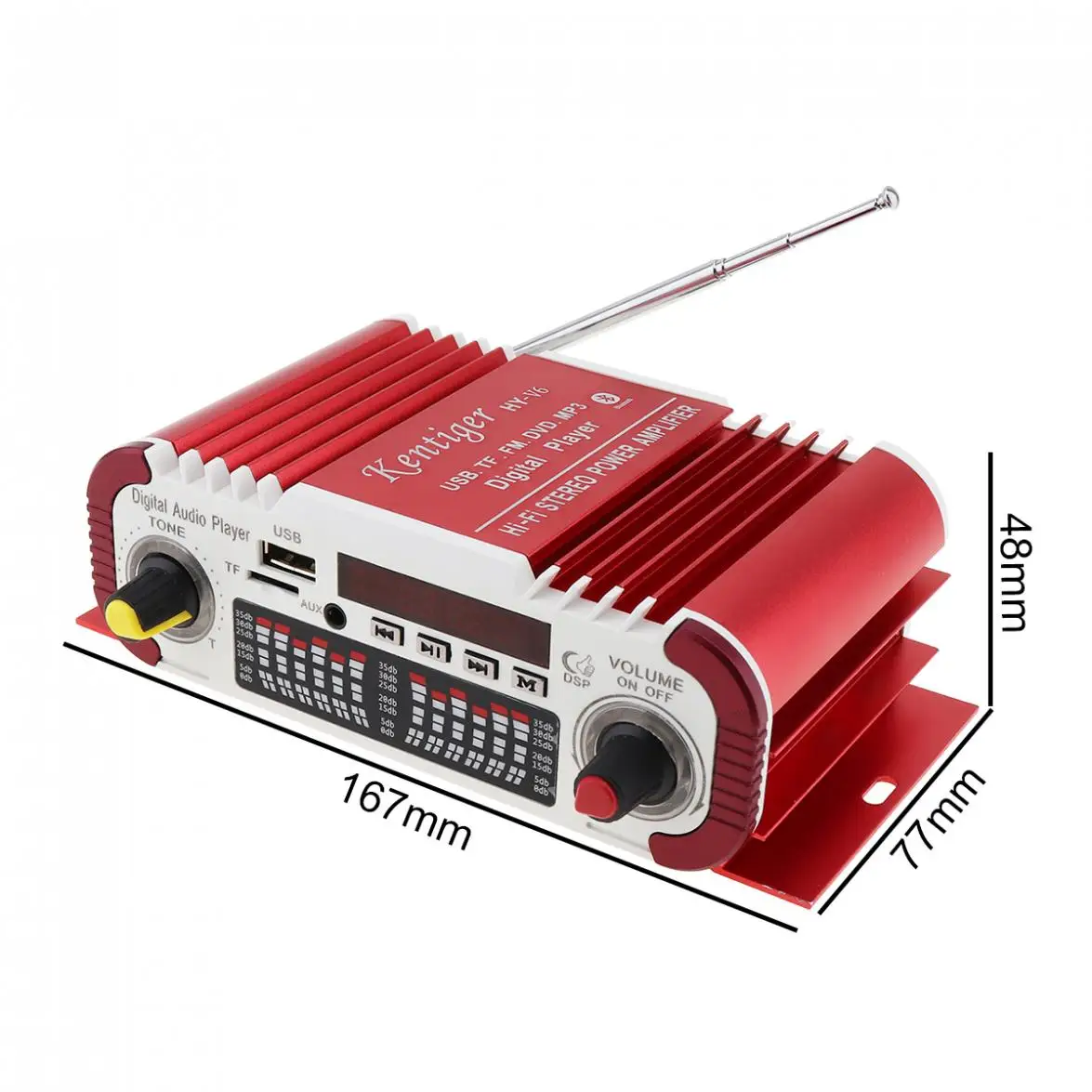 Автомобильный усилитель мощности Kentiger Bluetooth FM радио стерео плеер поддержка SD USB DVD