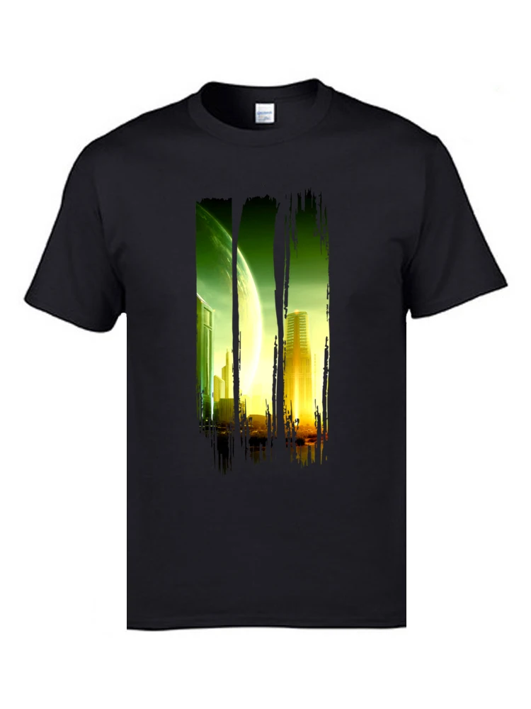 

Tee Shirts Pure Cotton Modern City High-Rise Building Architecture T-Shirts Mens Summer Discount T-Shirts Round Collar Grey