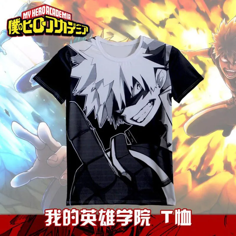 My Hero Academia Costume Katsuki Bakugo Hooded T-shirt Short Sleeve Tee Hoodie