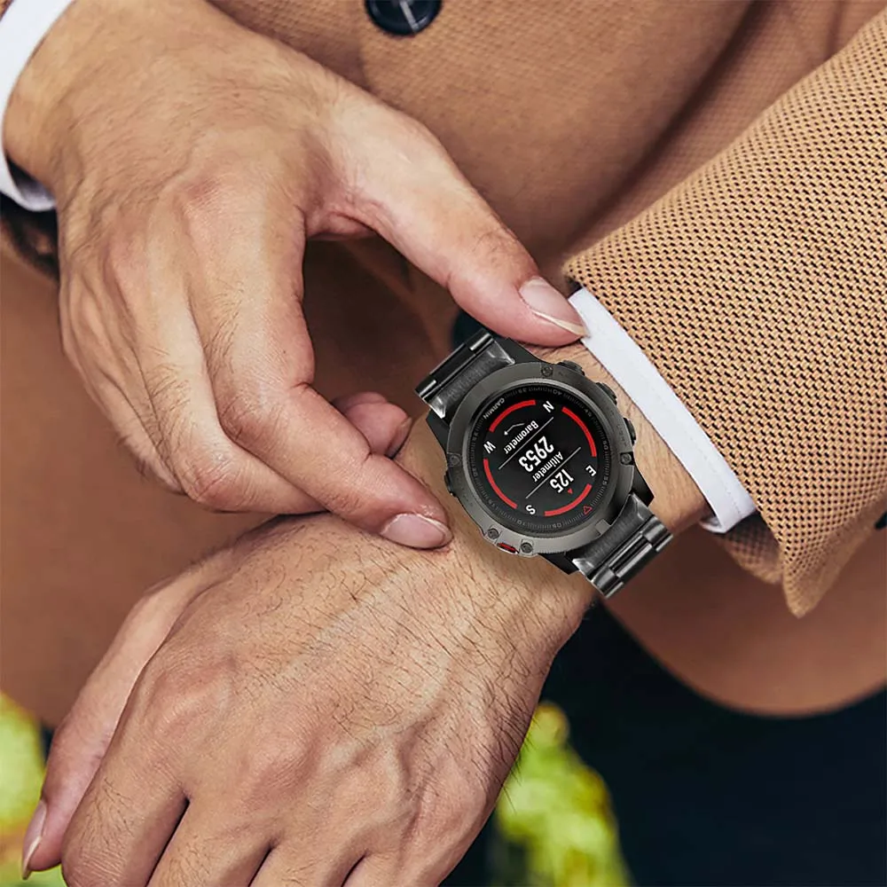 Быстро легко подходит для часов из нержавеющей стали 26 мм для Garmin Fenix 5X/5X Plus/3/3 HR/Tactix Bravo/Quatix 3/D2/MK1 ремешок для часов