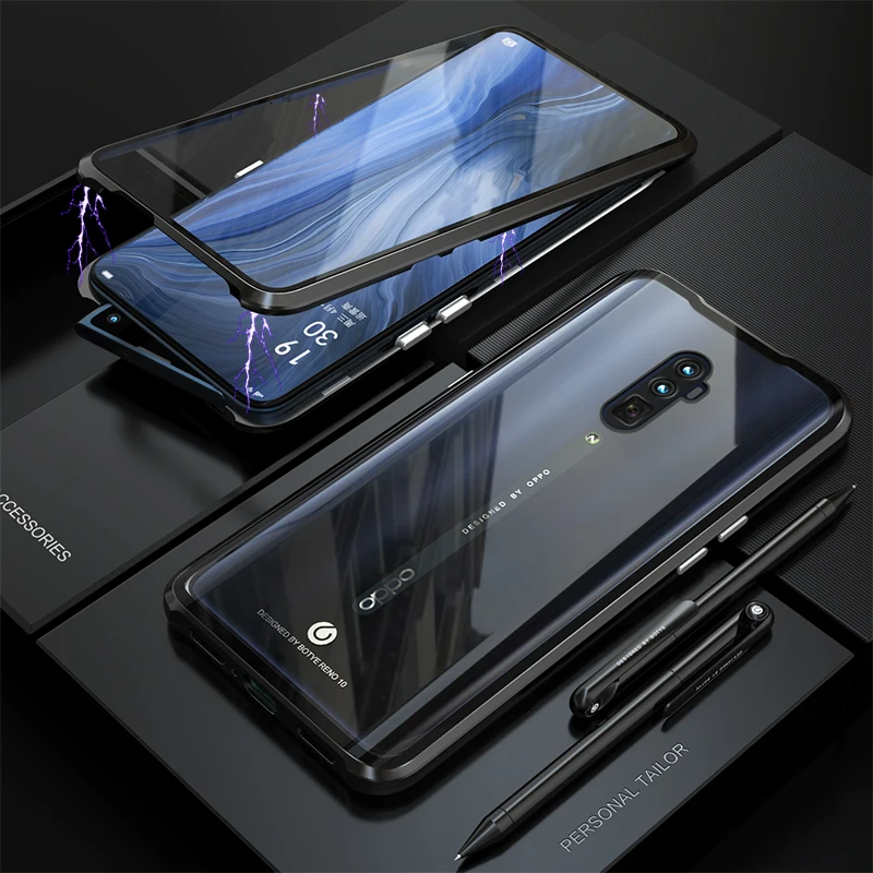 Роскошный Магнитный чехол с передним и задним стеклом для OPPP Reno 10X Zoom 360 задняя