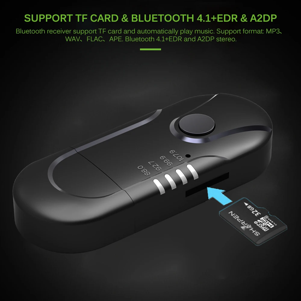

FM Transmitter Bluetooth Car AUX Audio Player TF Card Music Adapter Receiver Hands-Free Car FM Modulator For Transmitter Black