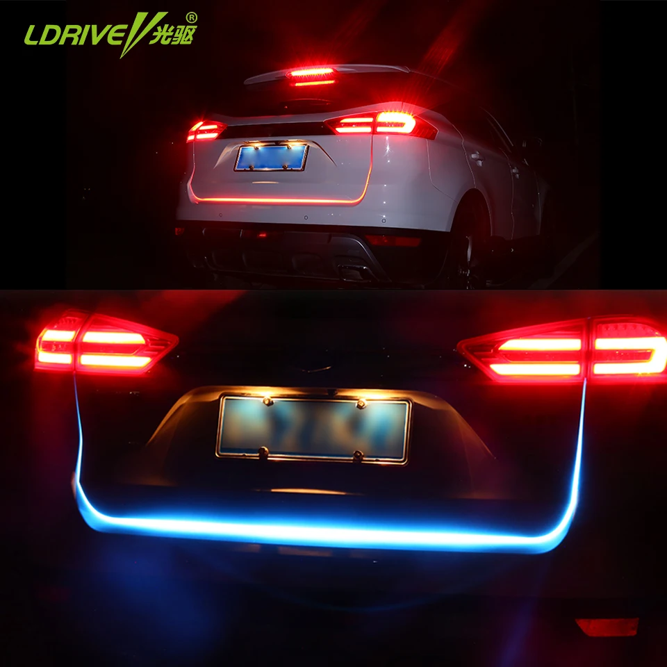 120CM Car Styling LED Strip Lighting Rear Trunk Tail Light Car Streamer Brake Turn Signal LED