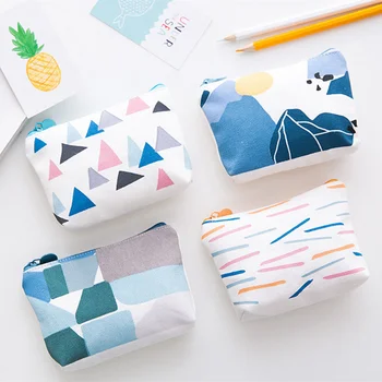 

Canvas Kids Purse Mini Money Bag Children Girls Wallet Floral Printing Card Holder Key Pouch Change Pocket Earphone Storage Bag