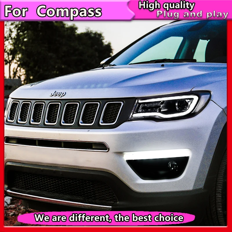 Автомобильный Стайлинг фар для JEEP Compass 2017 2018 светодиодный фонарь компаса DRL Bi Xenon