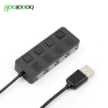 

USB 2.0 Hub Splitter with Separate ON/OFF Switch Cable without power adapter LED 4 Ports For Laptop Desktop PC Black /White E03