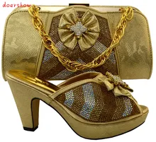 Sapato e Bolsa Combinando Conjunto doershow Sapatas de Harmonização Italianas e Sacos de Sapatos Africanos e Sacos de Harmonização para o Africano Partys HFC1-21