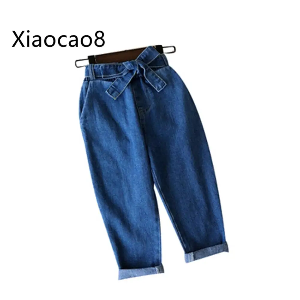 

Children Spring Autumn Wide Leg Pants for Girls Blue Pencil Pants Cotton Jeans 2019 Fashion Little Girls Casual Clothing 4-11Y