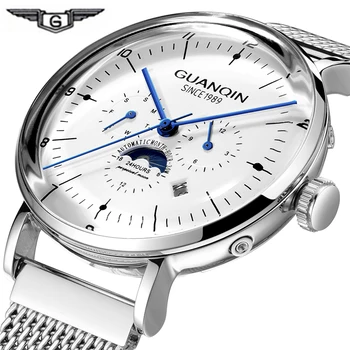 

GUANQIN 2019 clock business Automatic watch men Steel Skeleton Mechanical waterproof watch top brand luxury relogio masculino