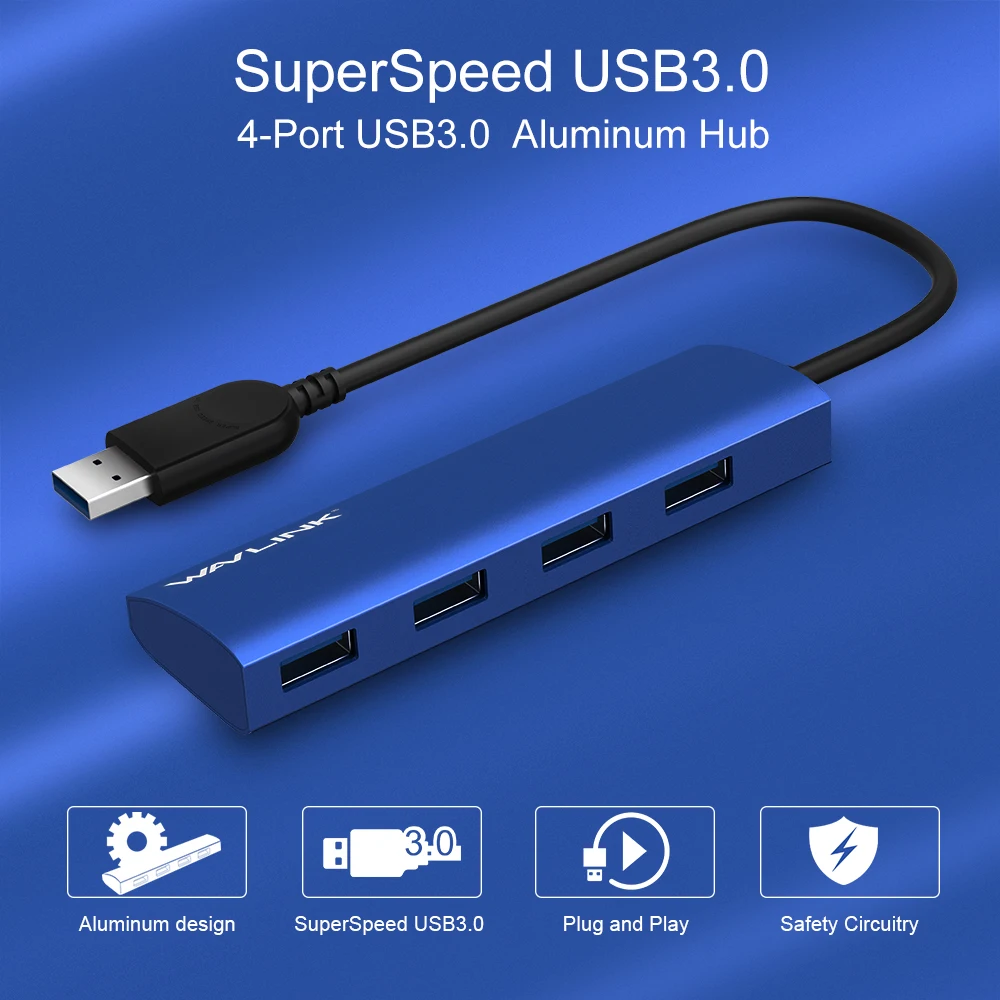 Wavlink Mini 4-Порты и разъёмы USB 3,0 концентратор планшет HUB адаптер компактный Алюминий удлинитель USB 5 Гбит/с, для использования в PC и ультратонких ноутбуках Macbook Pro usb c концентратор USB