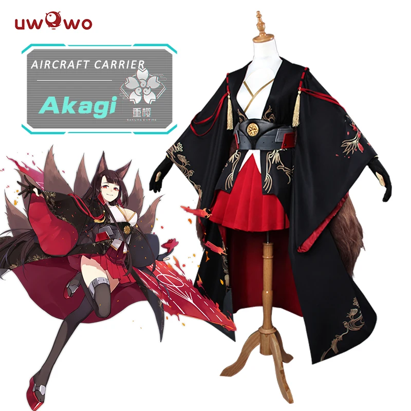 UWOWO Акаги Азур Лейн Косплей Аниме костюм лиса кимоно Женский костюм|kimono costume|cosplay