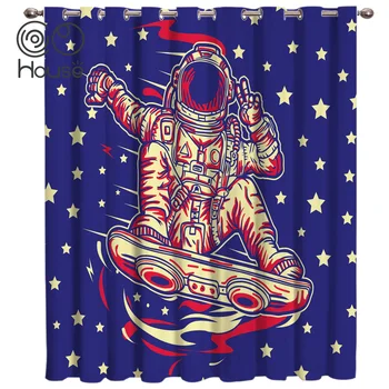 

CoCoHouse Space Astronaut Living Room Decor Bedroom Outdoor Kitchen Fabric Decor Kids Swag Window Treatment Ideas Curtains