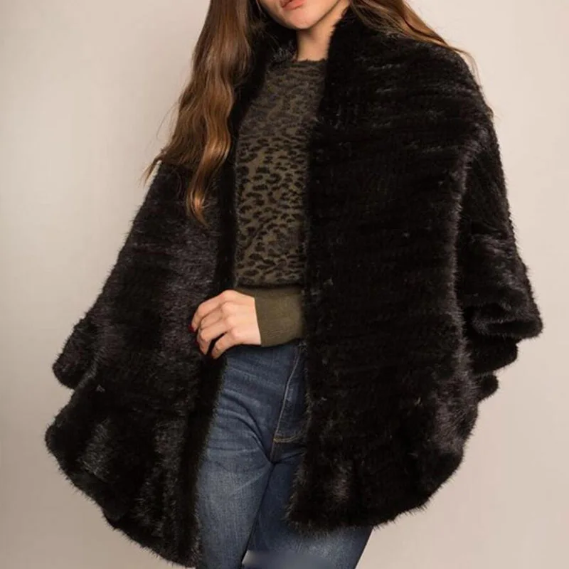 

Nature Fur Poncho Real Mink Fur Cape Women'S Coat Cloak Ponchos And Capes Woman Layers And Winter Ponchos Bat 2019 New Arrivals