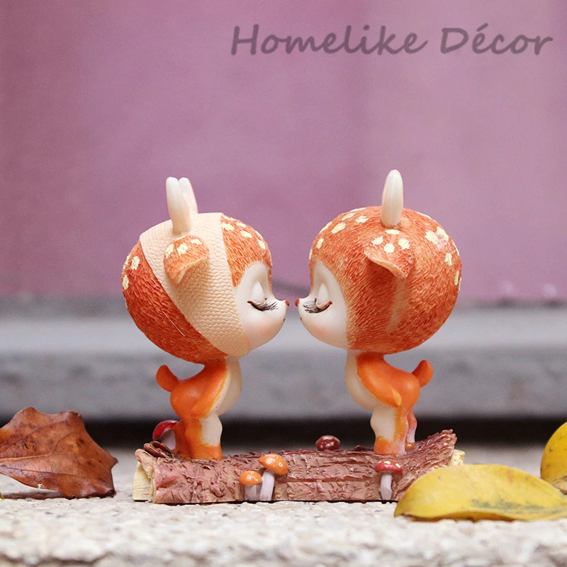 

1 piece Mini Fawns decorative handmade figurines Deer animal ornaments Original design crafts Home Garden Decoration for Gifts