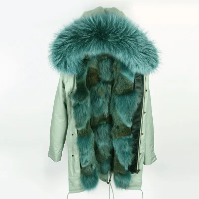 OFTBUY, зимняя женская куртка, натуральный мех, пальто, свободный воротник из меха енота, волчий мех, длинная парка, верхняя одежда, высокое качество - Цвет: 5