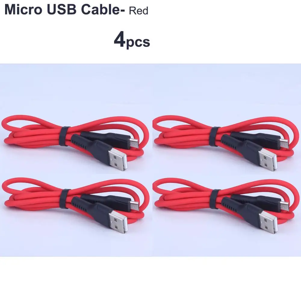Силиконовый Micro USB кабель Быстрая зарядка передачи данных зарядное устройство для Android шнур Тип 2.4A 1m 2a для SAMSUNG huawei Xiaomi Мобильный телефон - Цвет: 4Red USBcharging