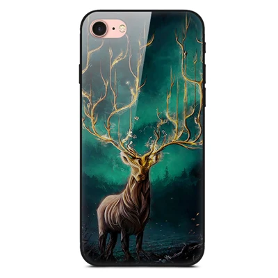 Звездное небо чехол для iphone 7 plus закаленное стекло твердая задняя крышка iphone 7 plus корпус для iphone 7 plus животное стекло чехол для телефона - Цвет: A17