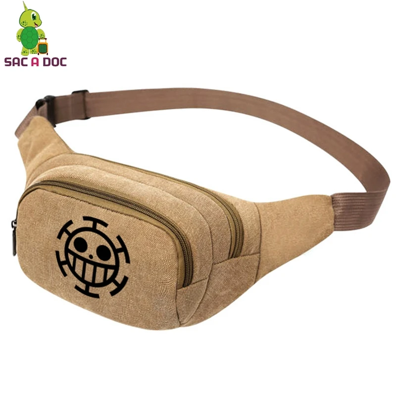Anime One Piece Luffy Law Waist Bag Women Men Double Chest Fanny Pack