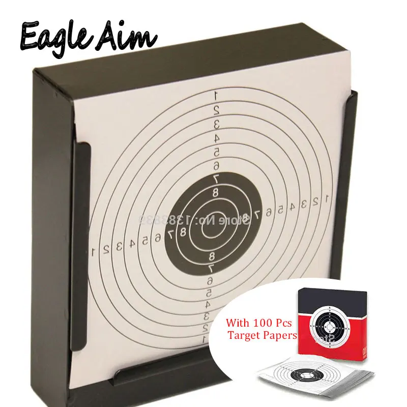 

Tactical Hunting 14X14X4cm Airgun Target & Square Pellet Trap W. 100 Pcs Target Papers/Also For Paintball /Improving