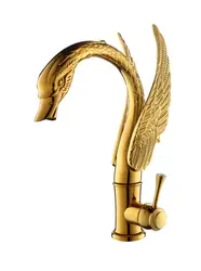 Золото Ванная Слив раковины Лебедь смеситель tall кран Кристалл Одной ручкой на бортике