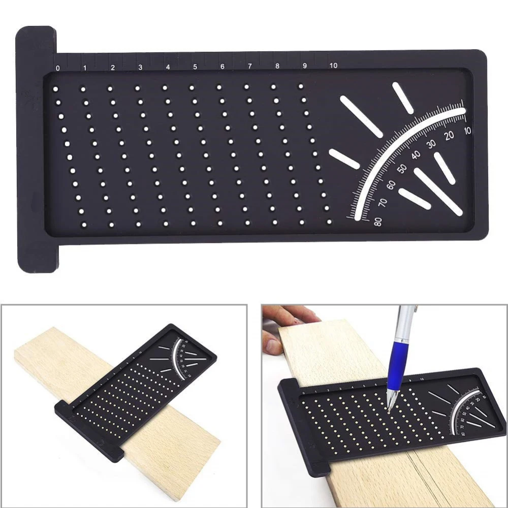 

100mm T-Type Ruler Woodworking Scribe Mark Line Gauge Hole Scribing Gauge Plastic Crossed-Out Ruler Carpenter Measuring Tool