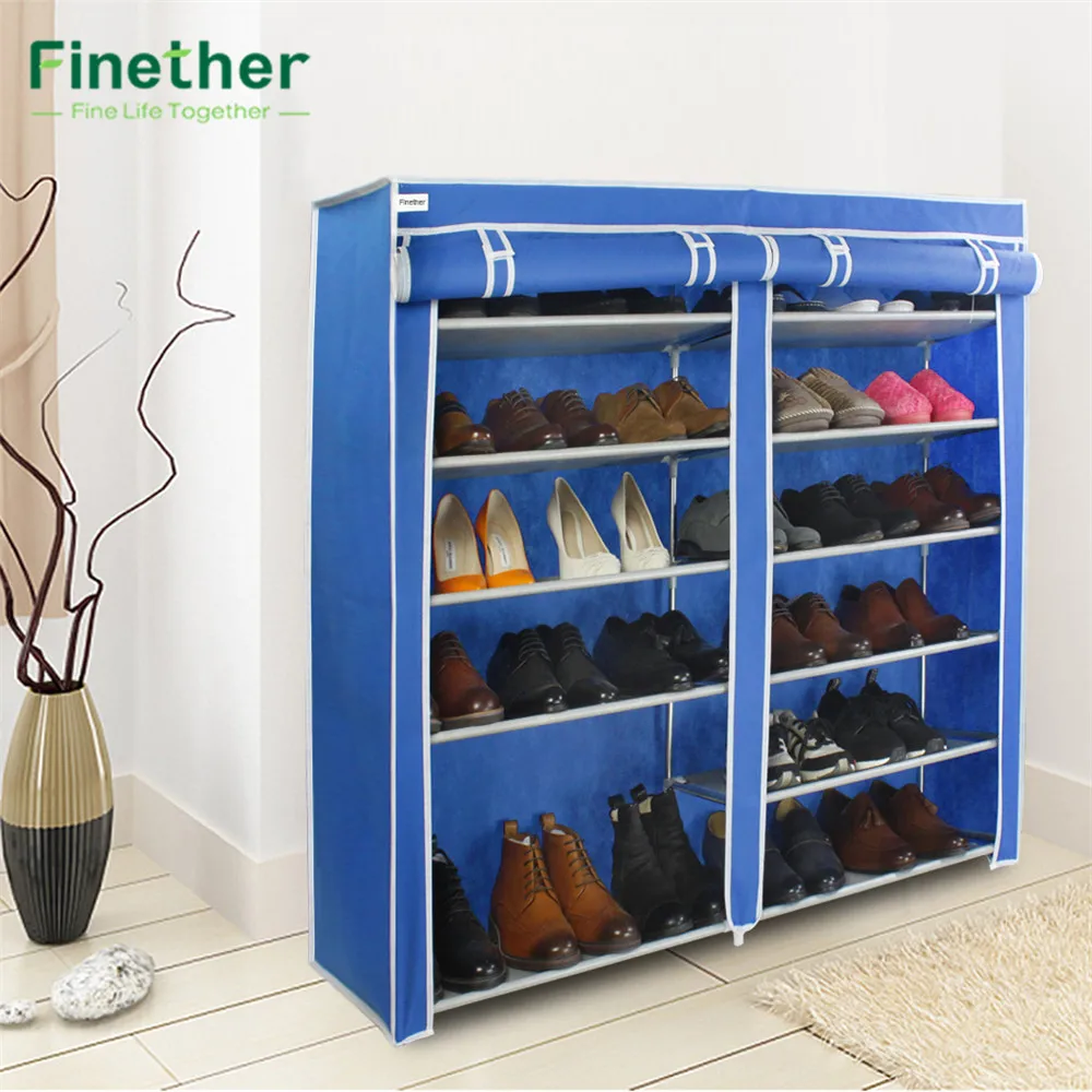 Finether Double Non Woven Fabric Shoe Rack Canvas Shoes
