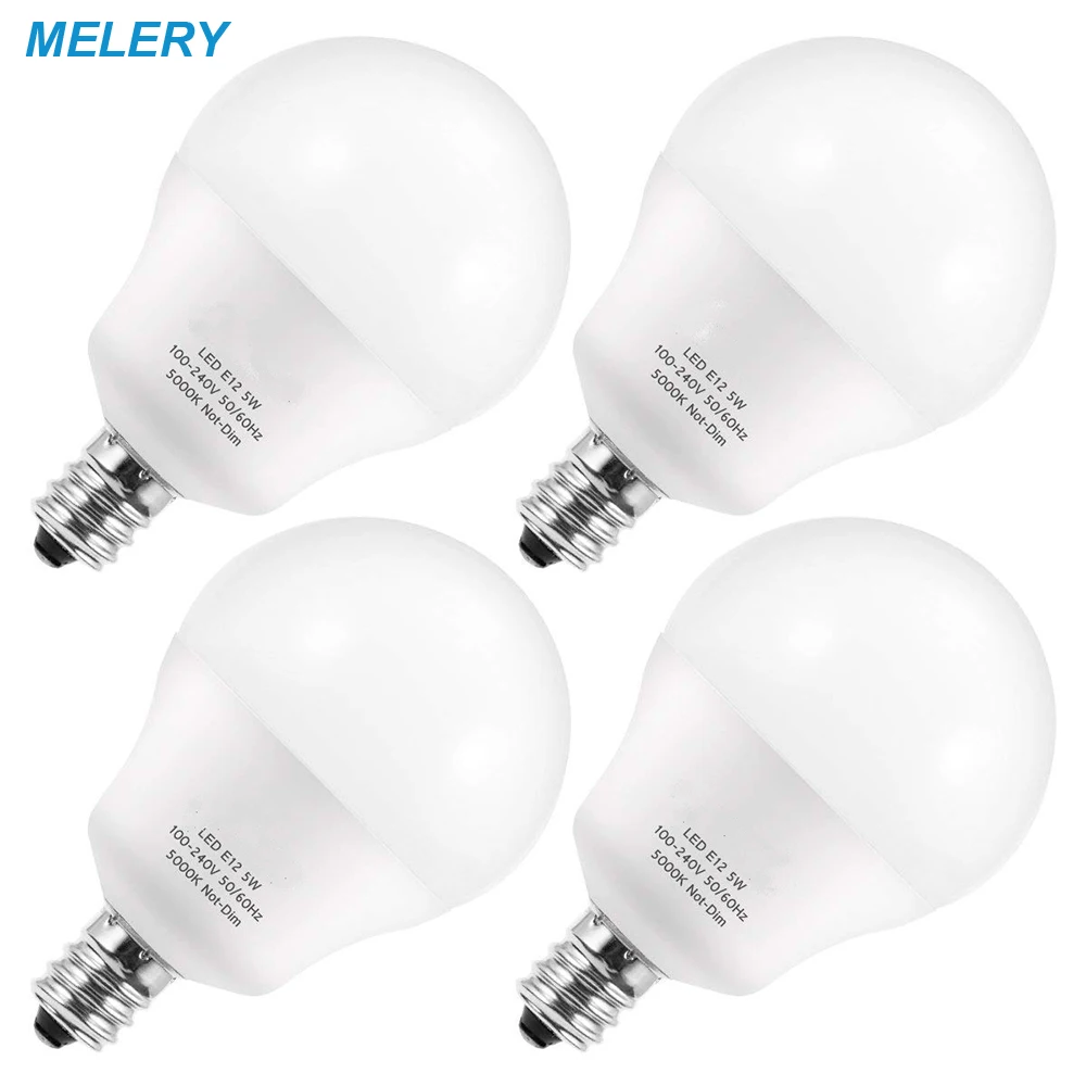 

LED Light Bulbs A15 Candelabra Base 60W Equivalent Globe Bulb G14 5W Daylight 5000K 600Lm LED Lamp Ceiling Fan Light-4Pack
