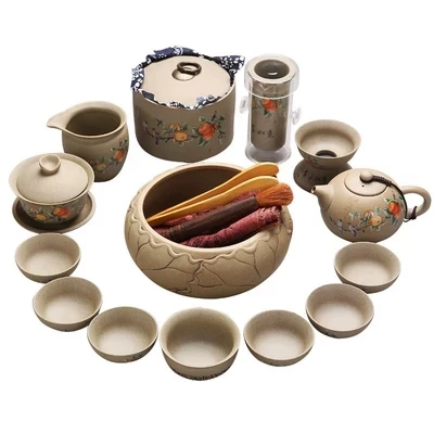 

Chinese-style Gift Kung Fu Tea Stoneware Tea Set Home Office Simple Small Cup Modern Teapot Set 6 Pack Living Room