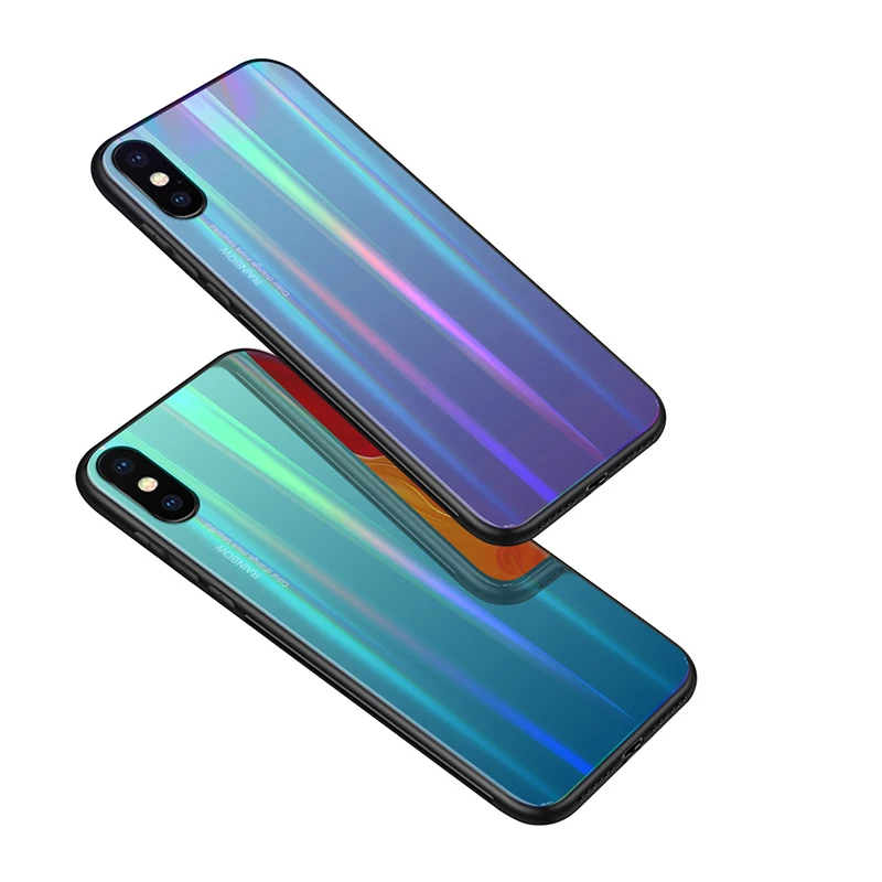 HD Gradient Tempered Glass Phone Case For iphone XR XS MAX X 8 7 6 6S Plus Shockproof Cover Hard Shell Apple Coque |