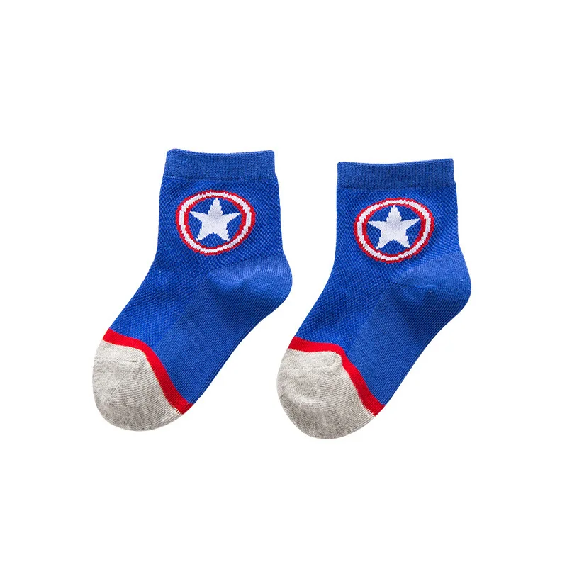 YOOAP 5PCS Children's Socks Spring and Summer Net Eye My Hero College Socks Superman Spider-Man Colour Boys  Socks
