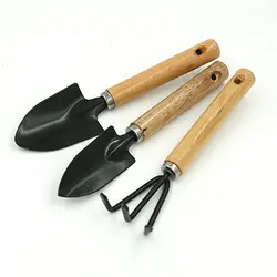 3 шт./компл. мини острая лопата грабли деревянная железная ручка головка инструмент для растений набор для детей забавные небольшие садовые