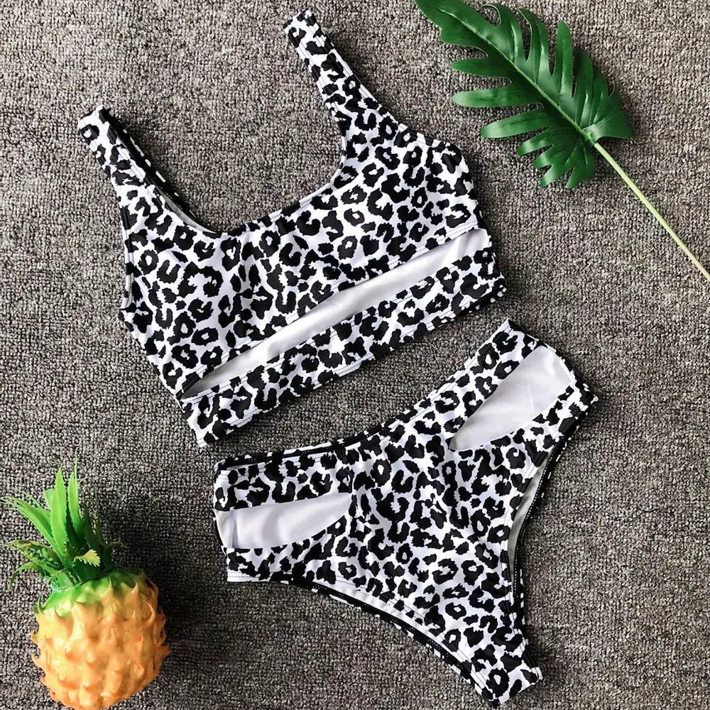Leopard Print Bikini push up High waist Swimsuit Monokini Swimwear