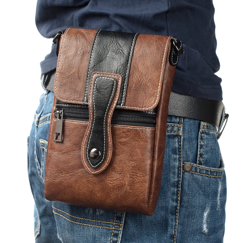 

Universal Phone Waist Bag Case Shoulder Bag Cover Pouch for Apple iPhone7 8 XR Multi Zipper Wallet Flip Leather Case for XS Max