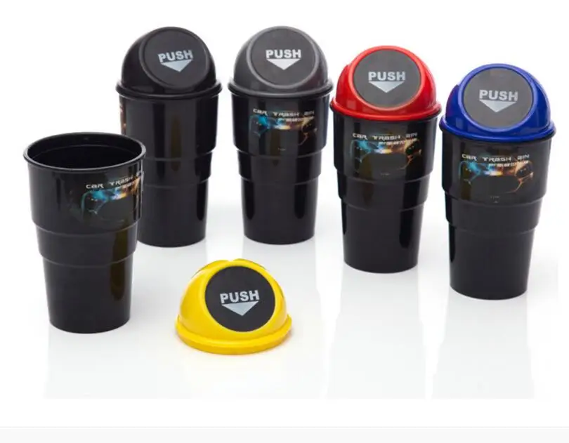 

Black Plastic Cover Car Ashtray Trash Bin Garbage Container