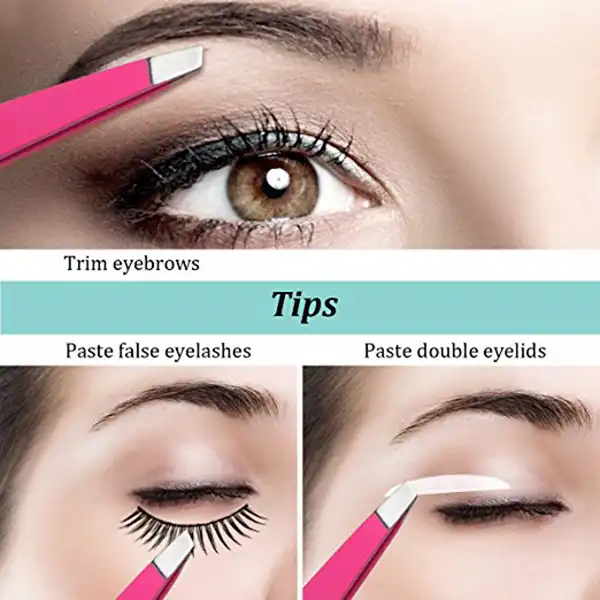 3pcs Stainless Steel Eyebrow Tweezers With Slant Straight Pointed