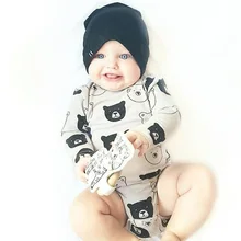 Tinypers/ детские комбинезоны для младенцев с длинными рукавами и изображением медведя, Весенняя хлопковая одежда для маленьких мальчиков и девочек детская Униформа-комбинезон