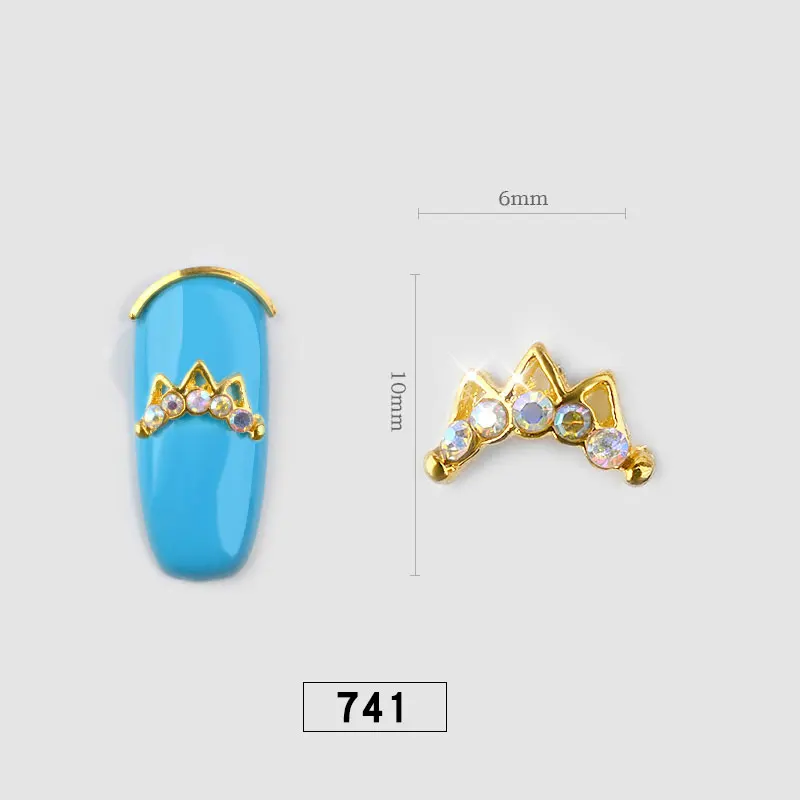 10 шт очаровательные украшения для дизайна ногтей металлический сплав блестящие хрустальные стразы ювелирные изделия 3D аксессуары для маникюра - Цвет: 741