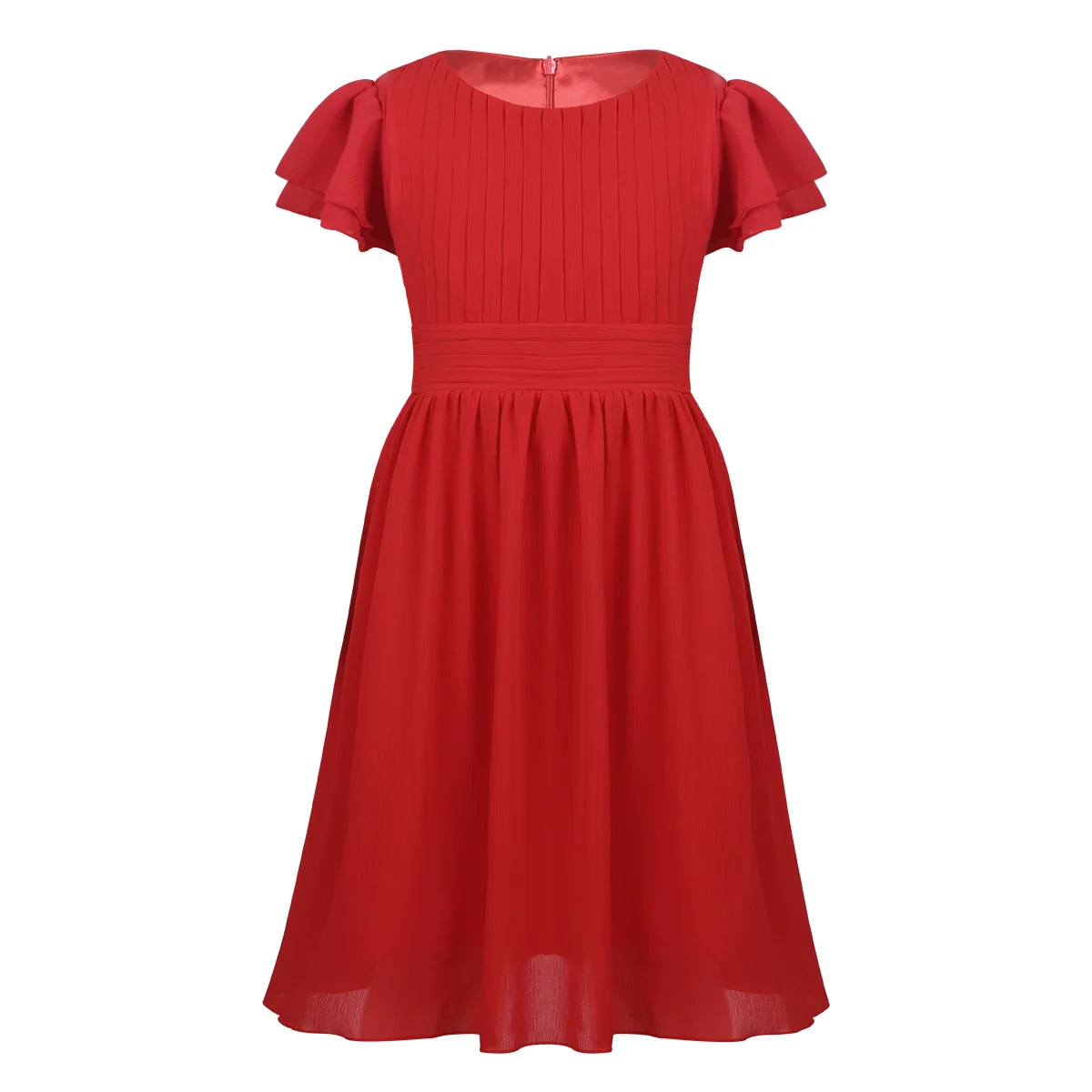 Платье с цветочным узором для девочек на свадьбу; вечерние шифоновые платья для первого причастия; коллекция года; Пышное Бальное Платье; шифоновые платья принцессы для детей - Цвет: Red